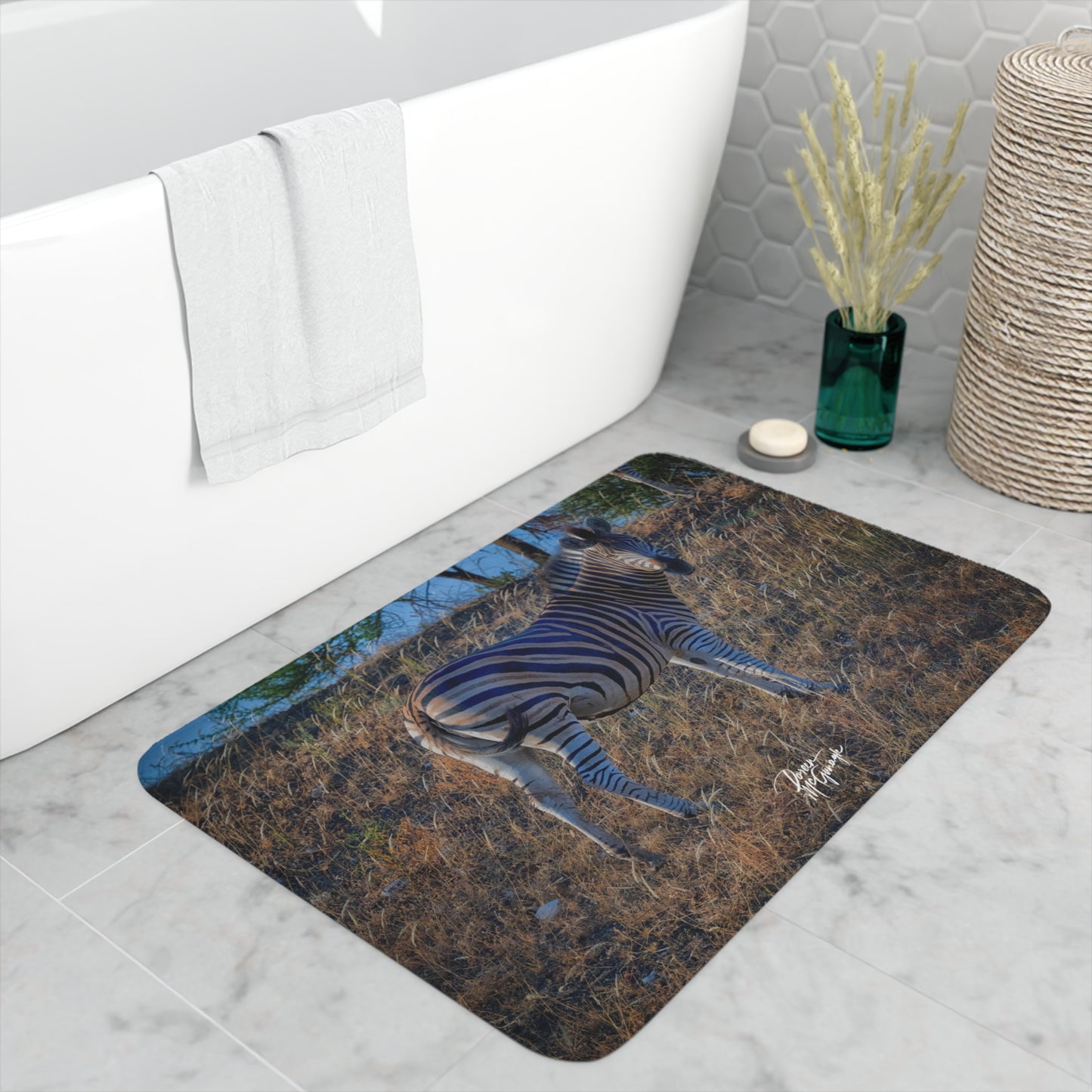 Baby Zebra Memory Foam Bath Mat from Enjoy Nature