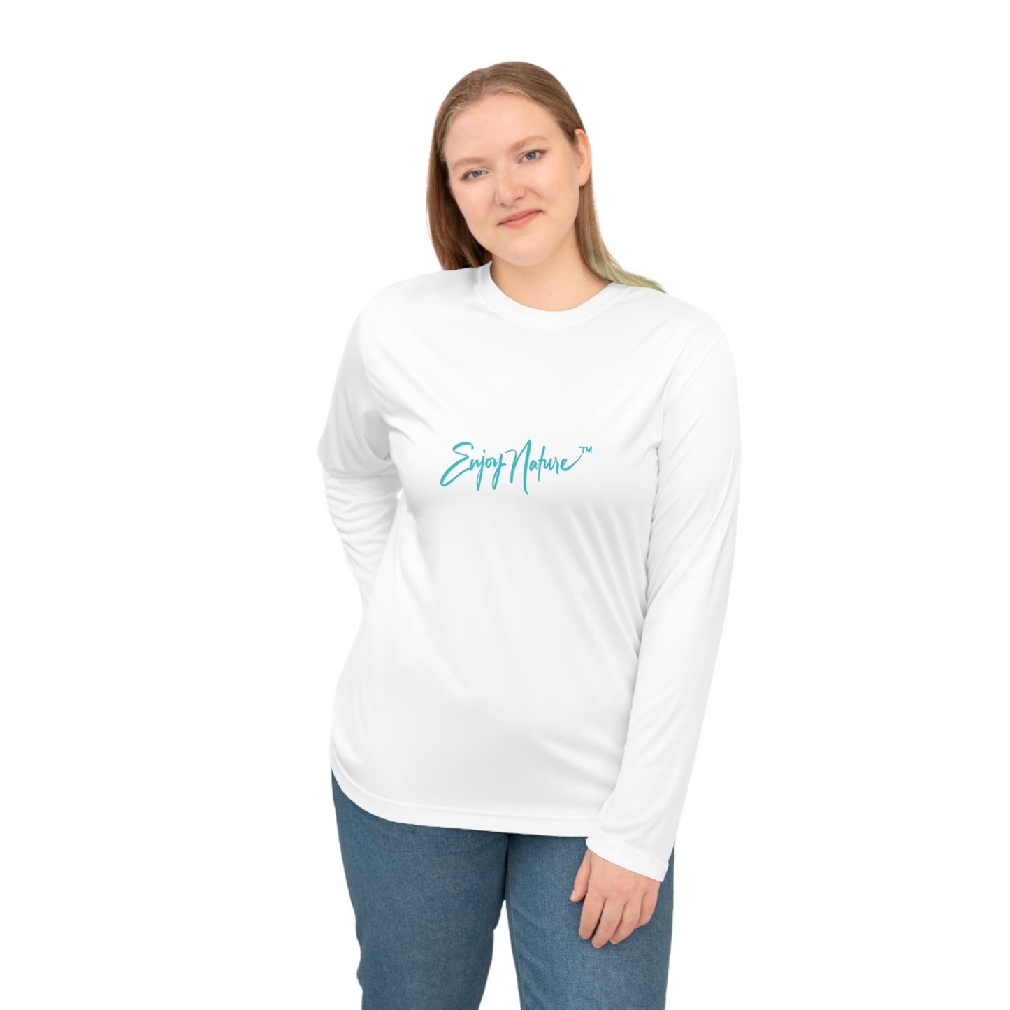 Unisex Long Sleeve Performance Tee - "Elephant Baby with Mom's Gentle Touch" by Enjoy Nature