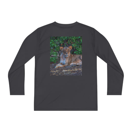 Youth Competitor Long Sleeve Tee with Dreaming About a Lioness by Enjoy Nature