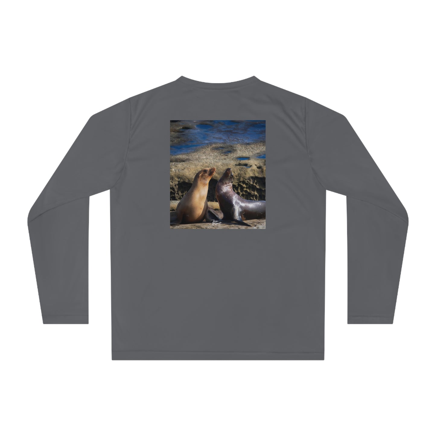 Unisex T-shirt Playful Serenade Sea Lions, Long Sleeve Performance shirt