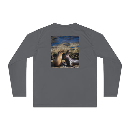 Unisex T-shirt Playful Serenade Sea Lions, Long Sleeve Performance shirt