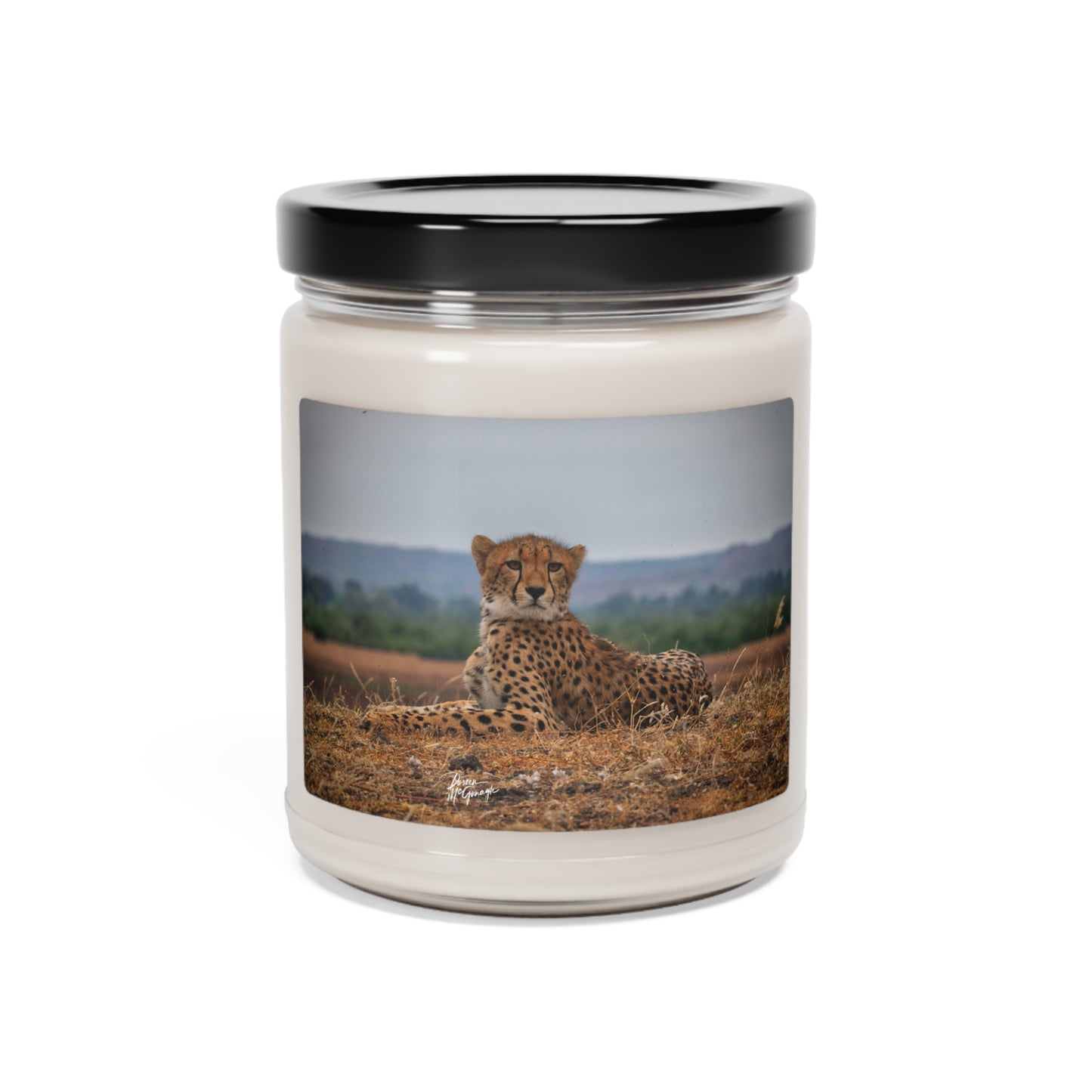 Experience the Pure Essence of Nature with the Cheetah Portrait Scented Soy Candle by Enjoy Nature