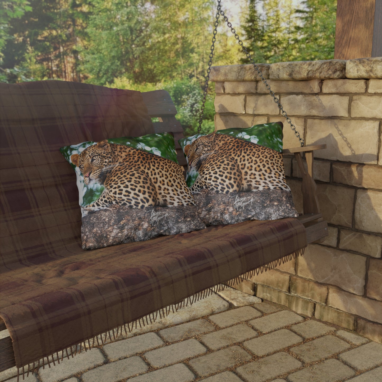 Enjoy Nature Outdoor Pillow with Leopard in Tree – Artistic, Comfy, and Durable Decorative Accent