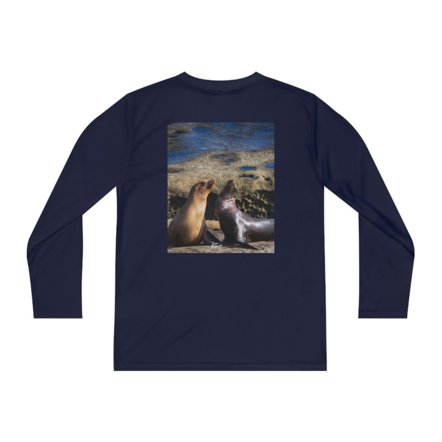 Playful Duo Sea Lions Youth Long Sleeve Competitor Tee