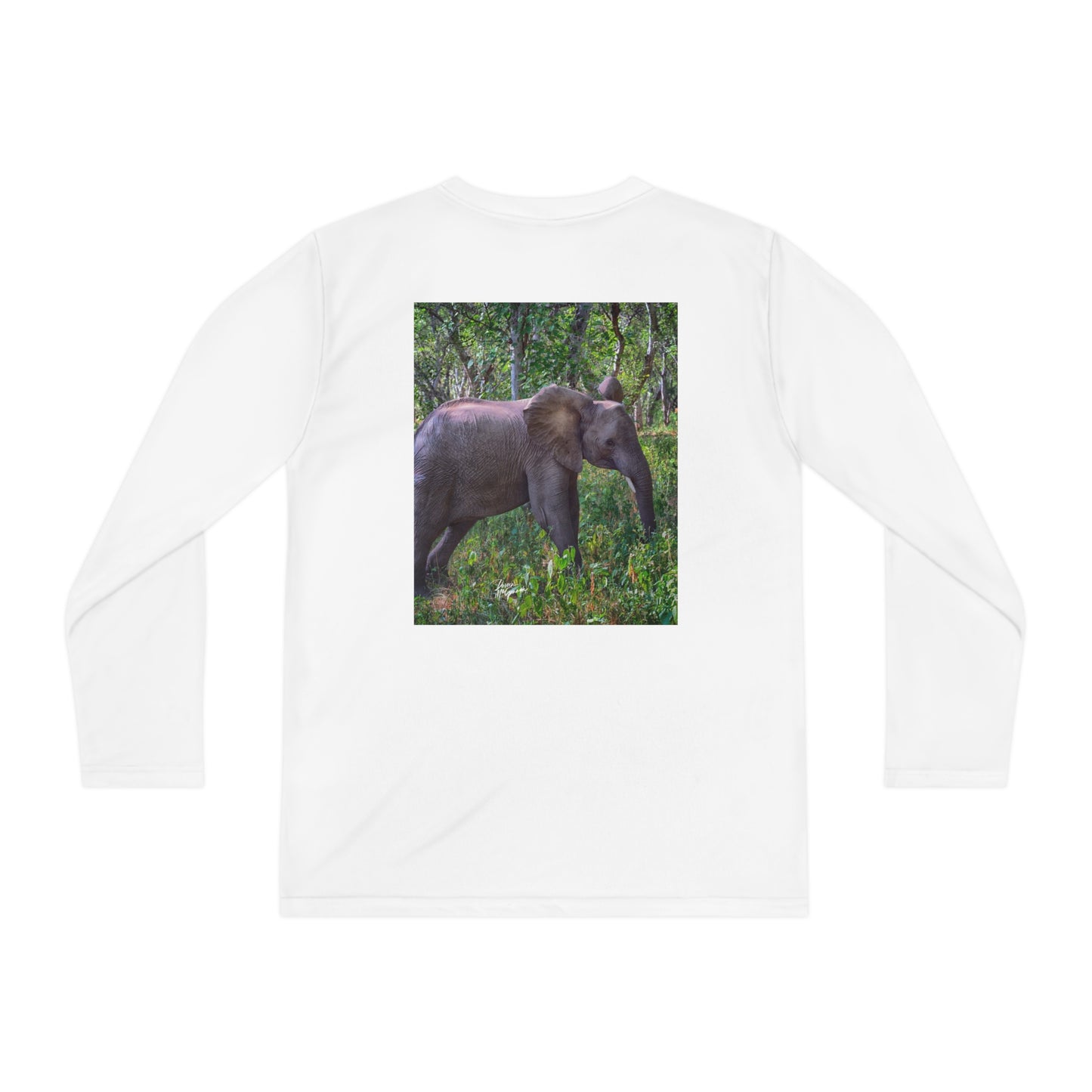 Youth Competitor Long Sleeve Tee with Elephant Baby in Forest by Enjoy Nature