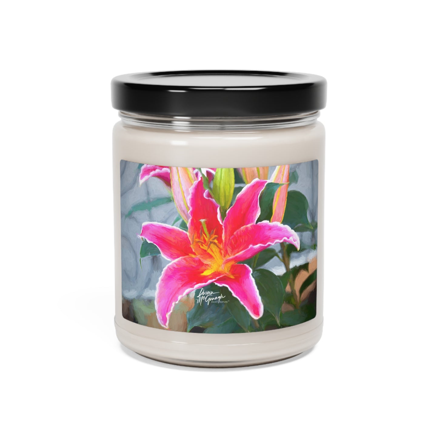 Experience the Pure Essence of Nature with the Pink Lily Scented Soy Candle by Enjoy Nature