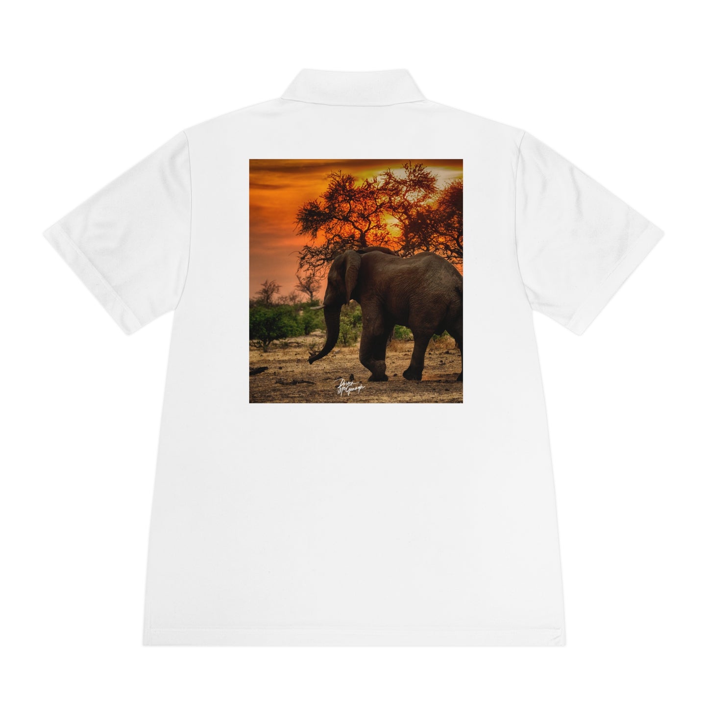 Men's Performance Polo Shirt - Spirited Elephant Silhouette by Enjoy Nature