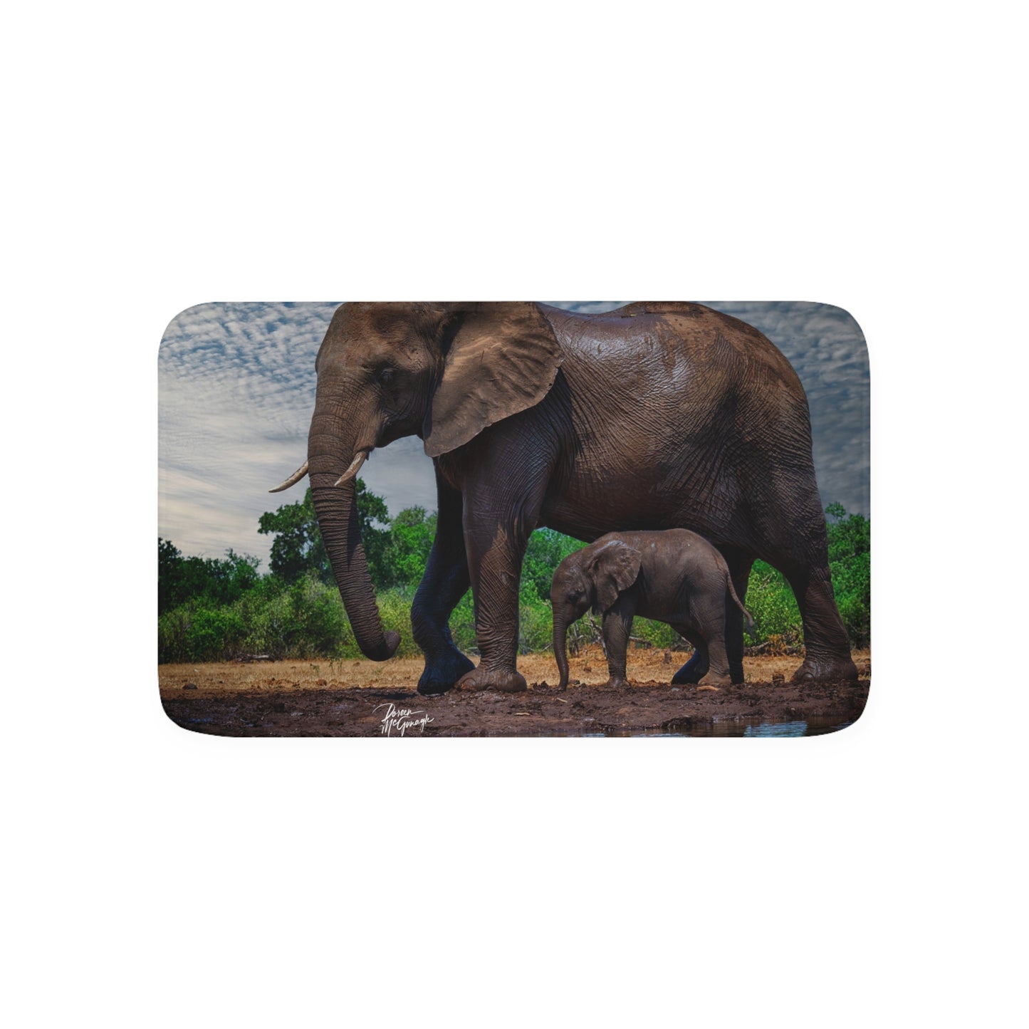 Baby Elephant Walk with Mom Memory Foam Bath Mat from Enjoy Nature