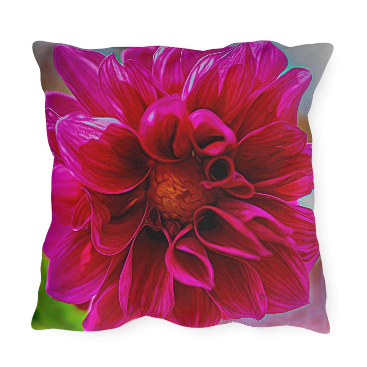 Enjoy Nature Outdoor Pillow with Dahlia Bloom – Artistic, Comfy, and Durable Decorative Accent