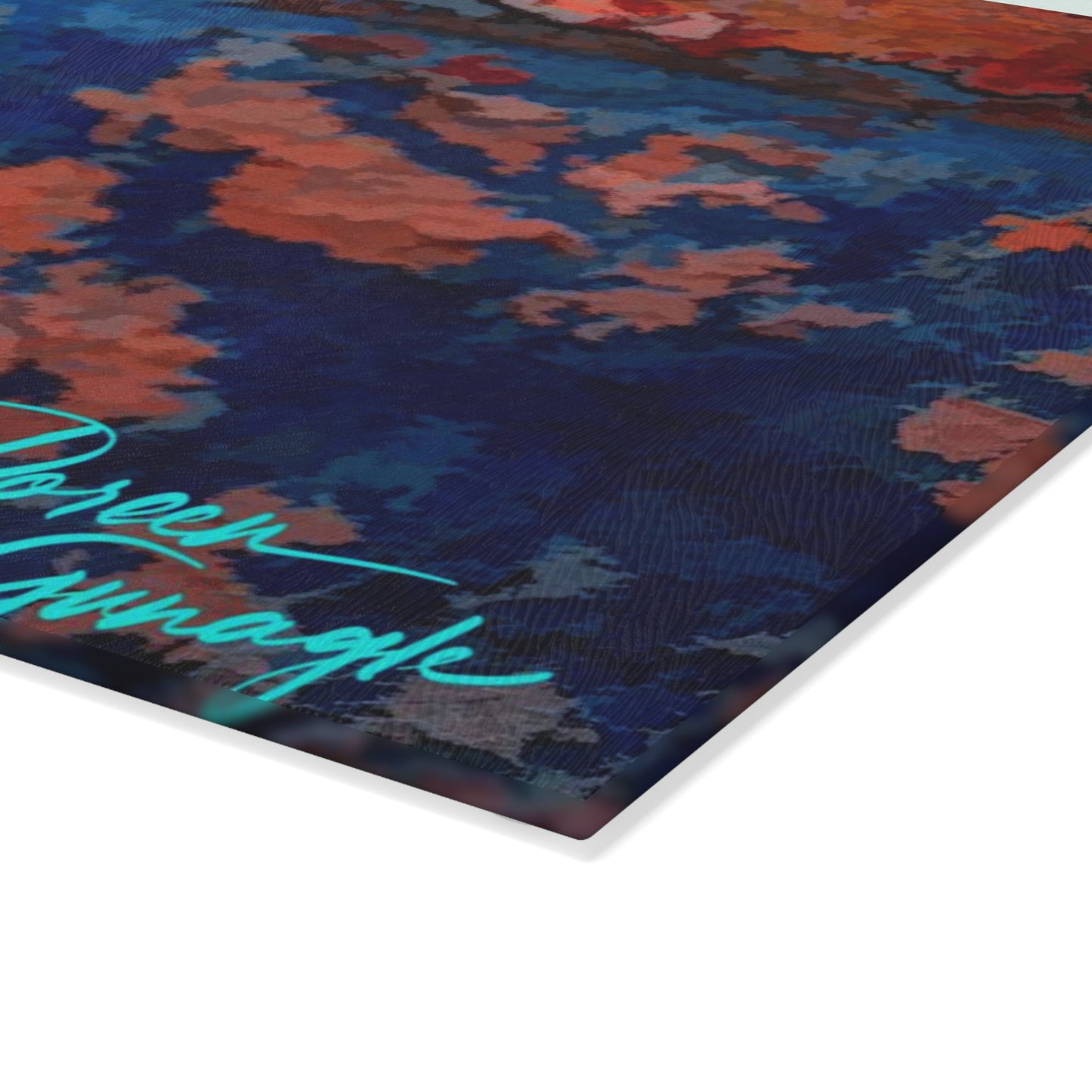 Artistic Fusion Abstract Glass Cutting Board with Nature-Inspired Design