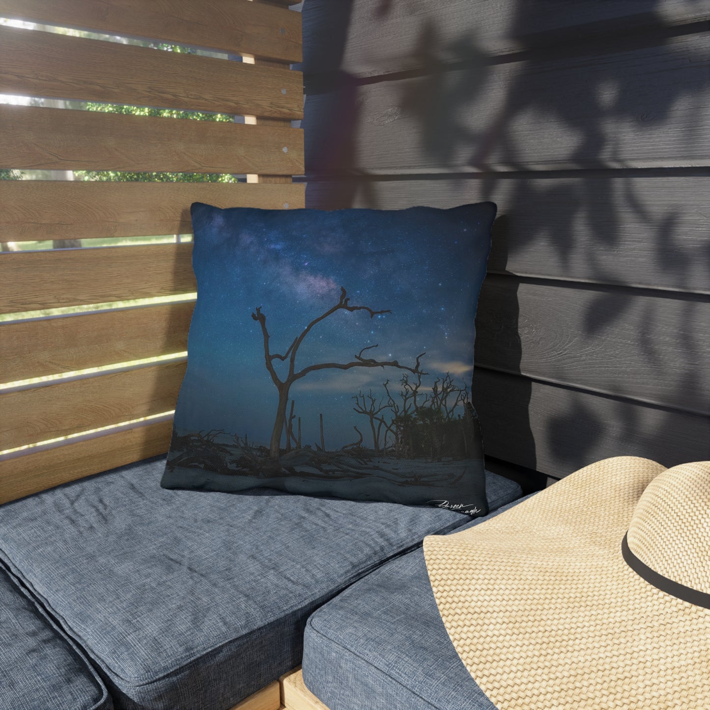 Enjoy Nature Outdoor Pillow with Milky Way Midnight – Artistic, Comfy, and Durable Decorative Accent