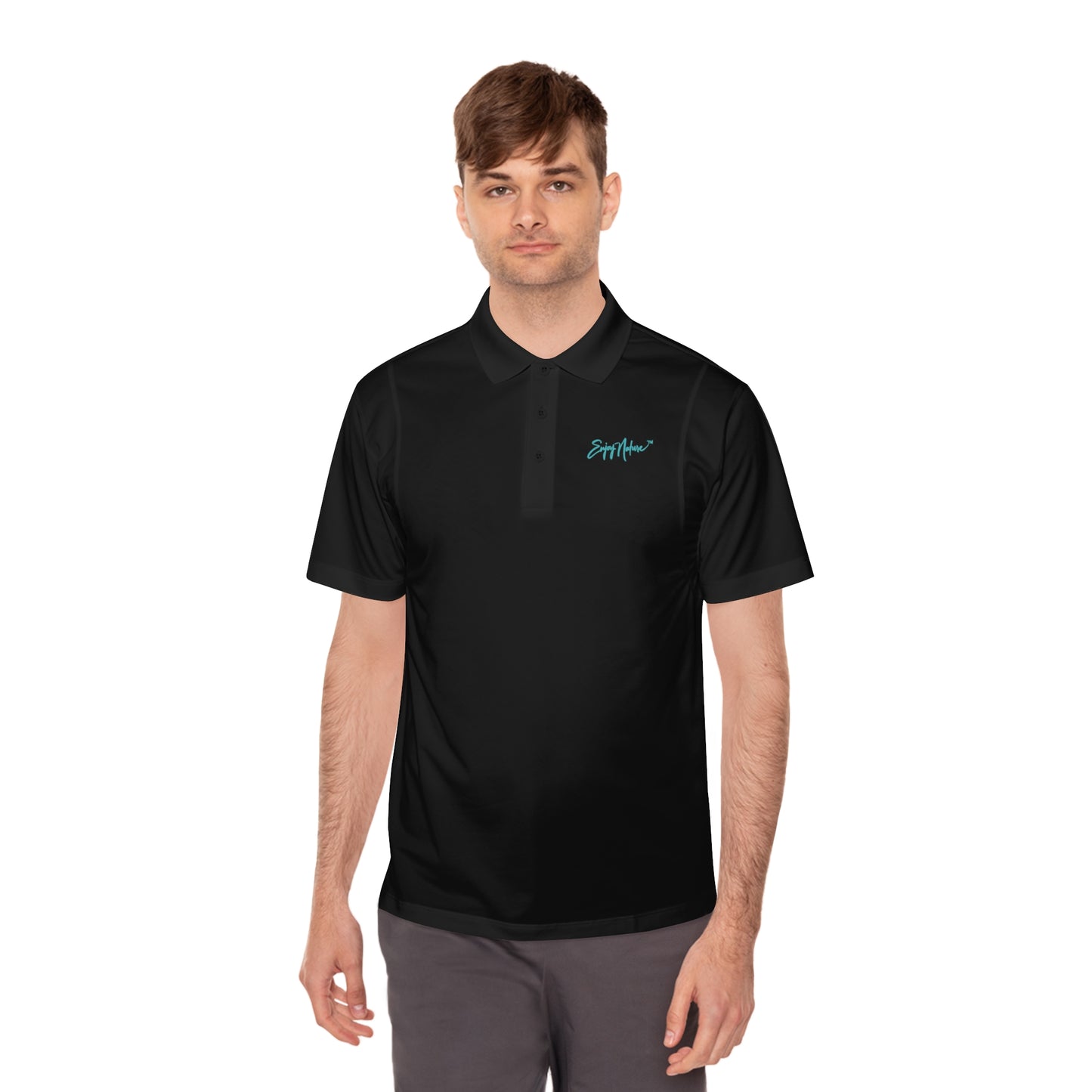 Men's Performance Polo Shirt - Giraffe Family by Enjoy Nature