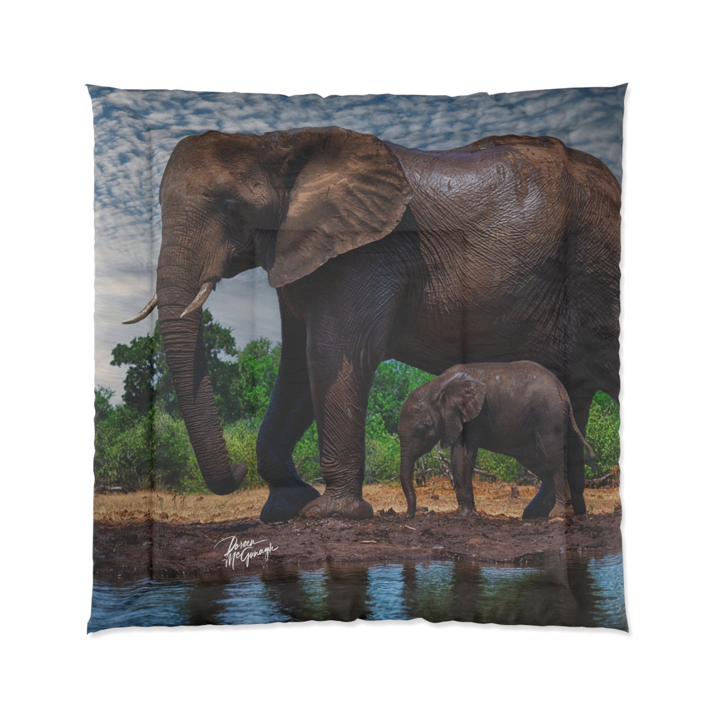 Elephant Baby with Mom Comforter by Enjoy Nature