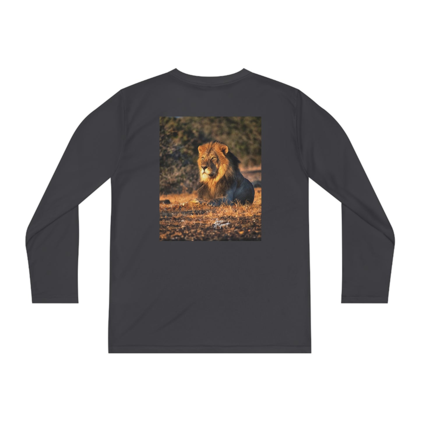 Youth Competitor Long Sleeve Tee with Lion King of the Jungle by Enjoy Nature