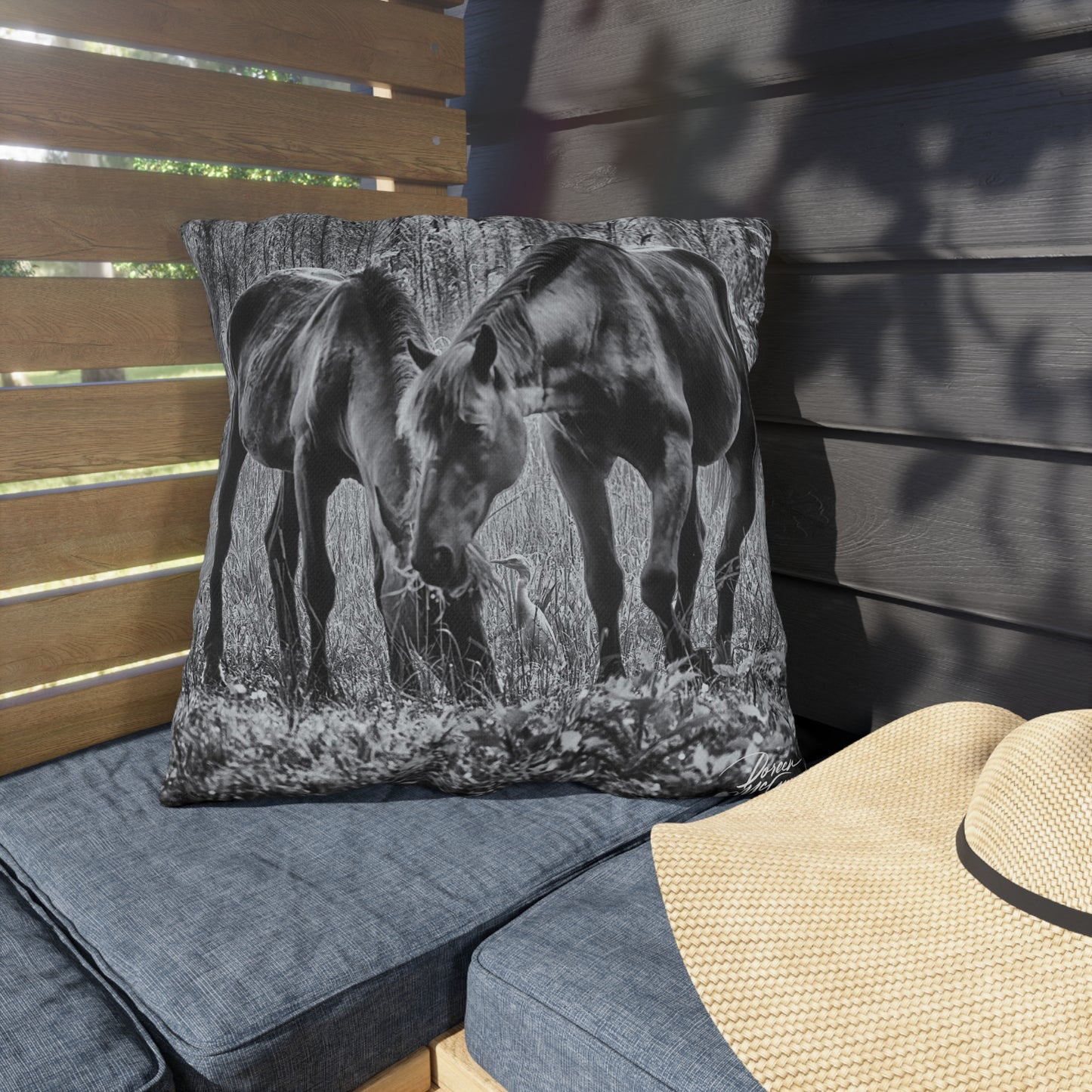 cool throw pillows| comfy throw pillows| luxury throw pillows| trendy throw pillows| animal throw pillows | Pair Wild Horses Outdoor Pillows