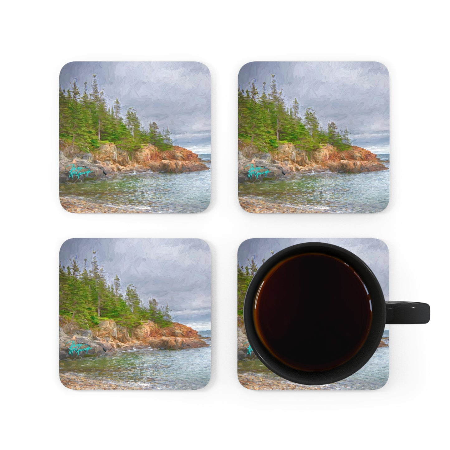 Acadia National Park,  Corkwood Coaster Set