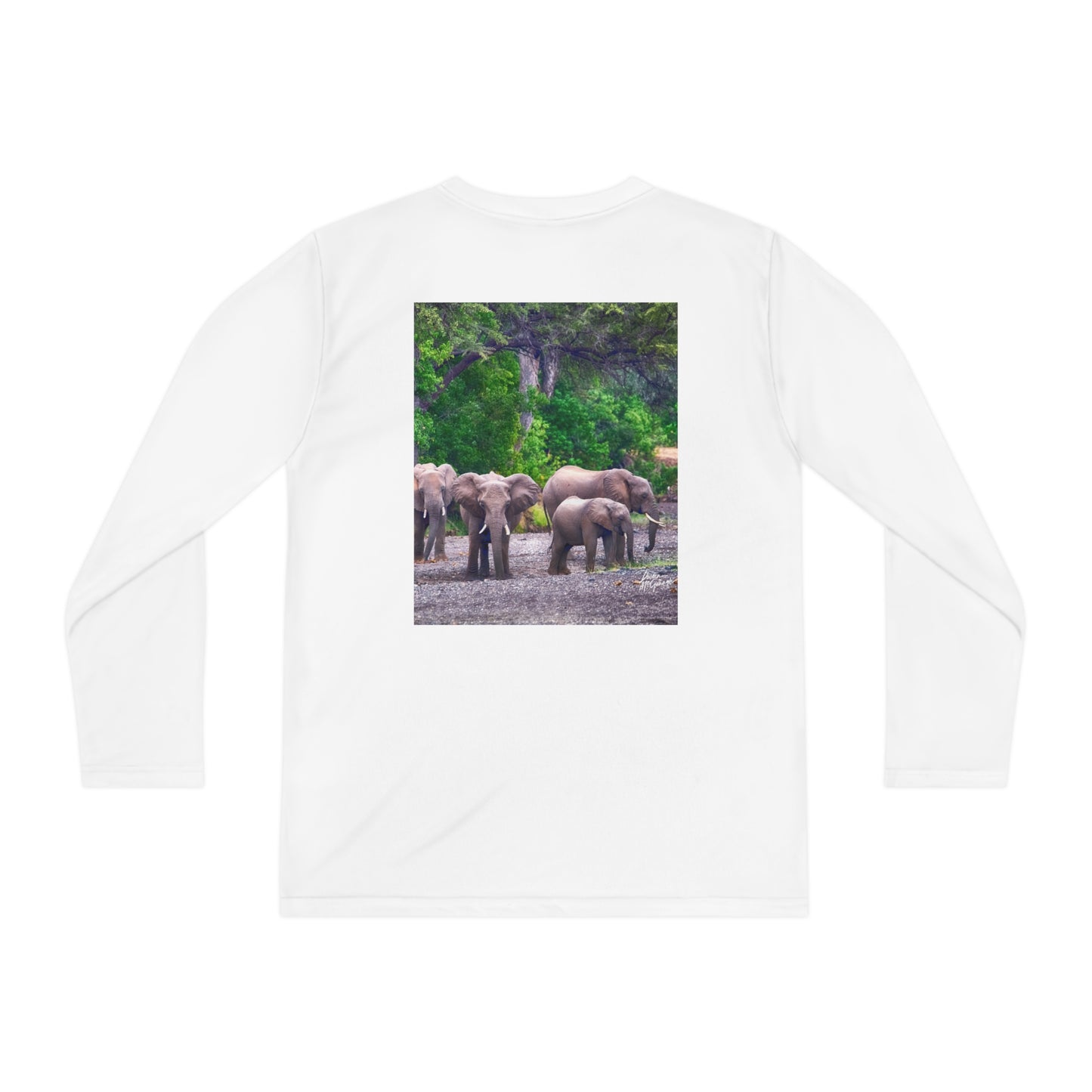 Youth Competitor Long Sleeve Tee with Elephant Family by Enjoy Nature