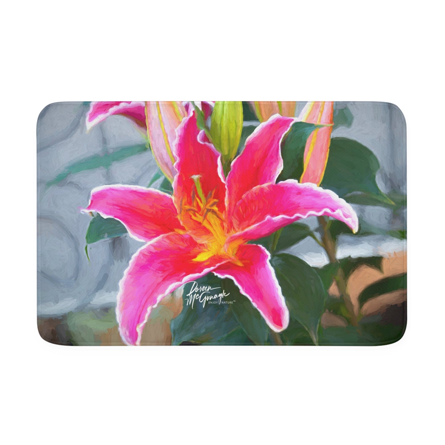 Pink Lily Memory Foam Bath Mat from Enjoy Nature