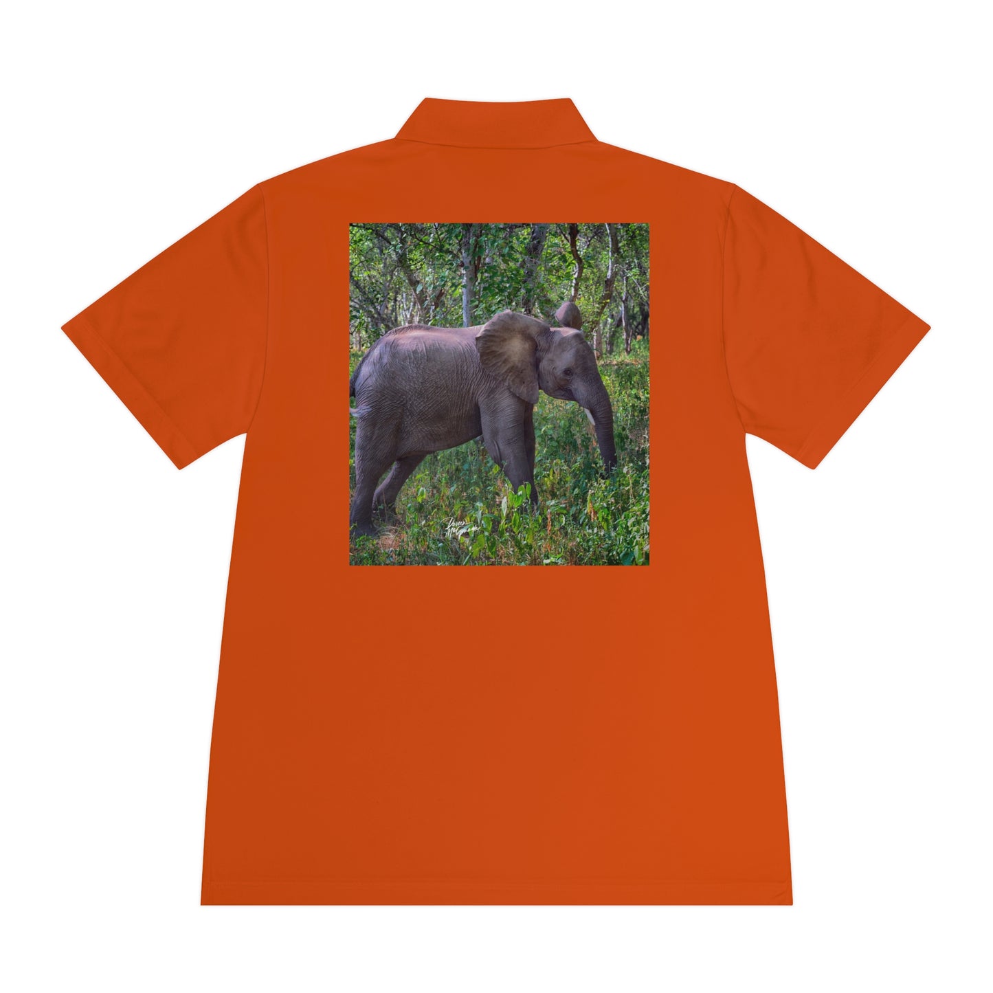 Men's Performance Polo Shirt - Elephant Baby in Forest by Enjoy Nature