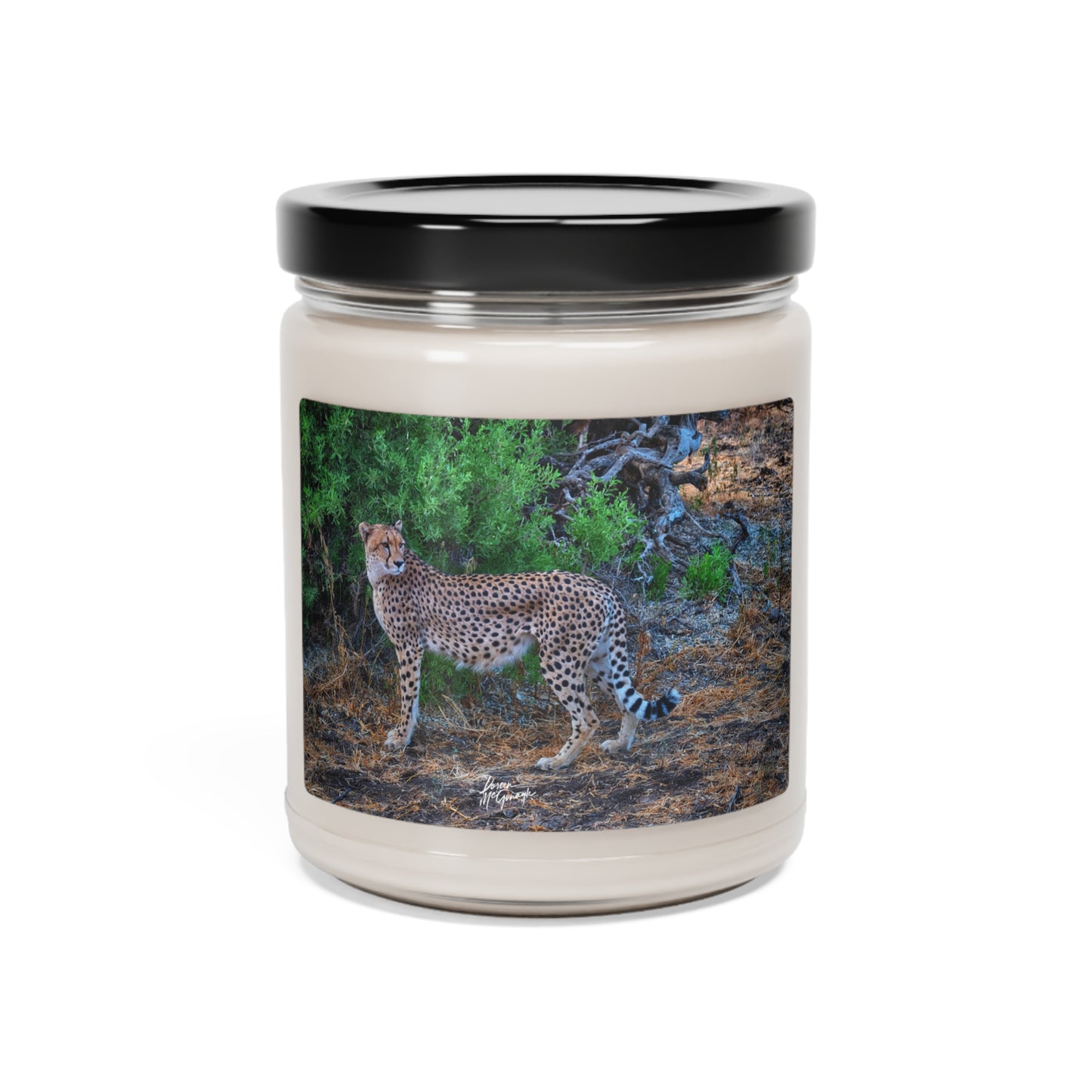 Experience the Pure Essence of Nature with the Cheetah Stand Scented Soy Candle by Enjoy Nature