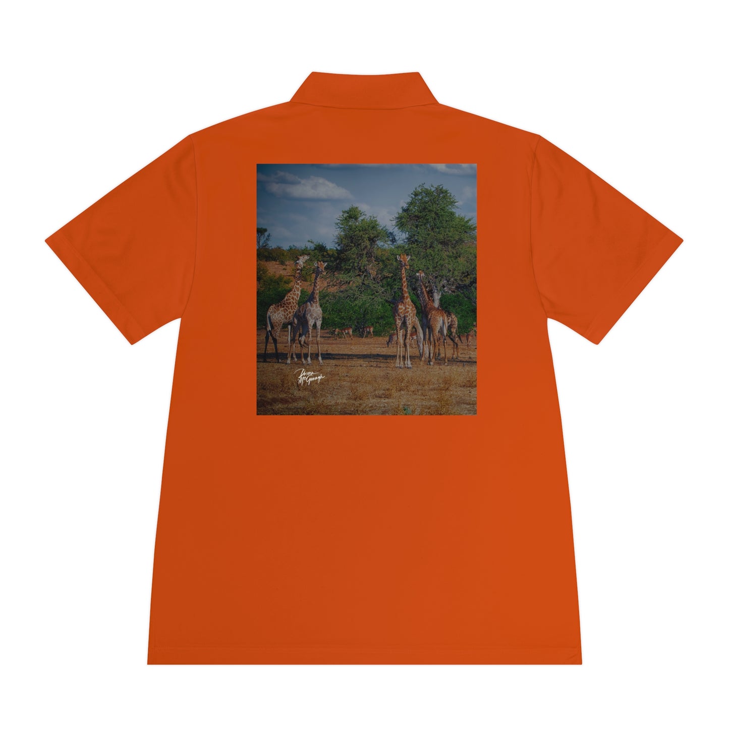 Men's Performance Polo Shirt - Giraffe Family by Enjoy Nature