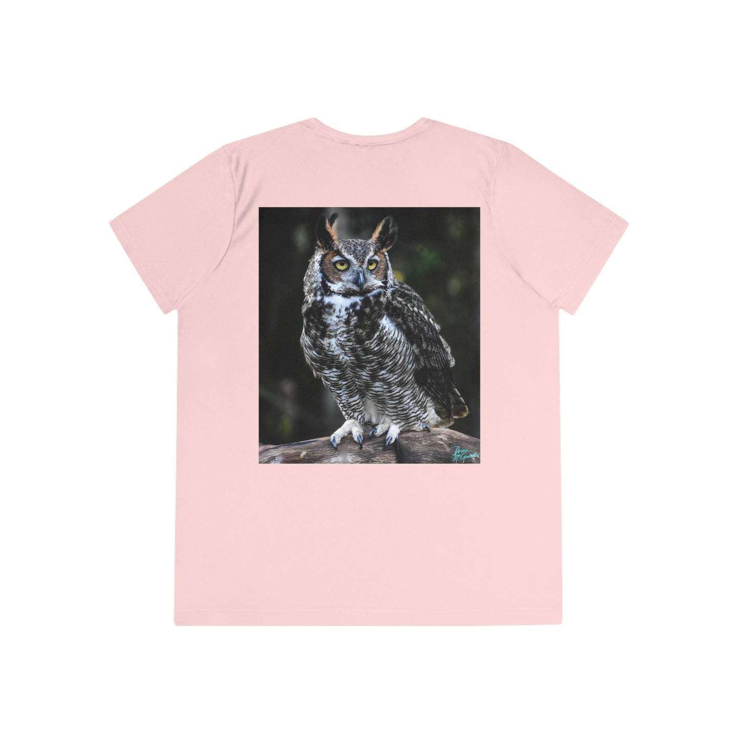 Great Horned Owl Ladies Performance Tee - Stay active and stylish with this moisture-wicking sports tee!