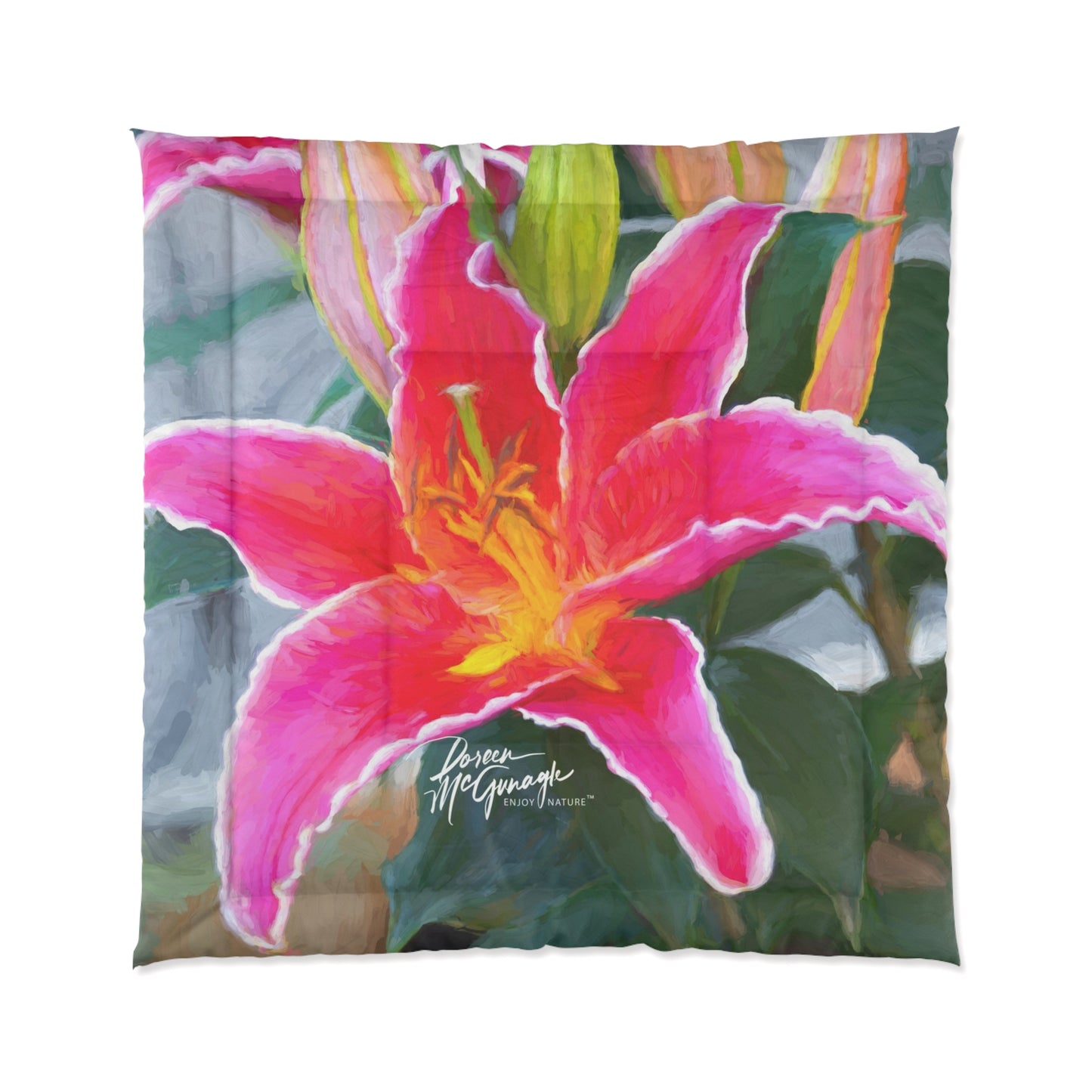 Pink Lily Comforter by Enjoy Nature