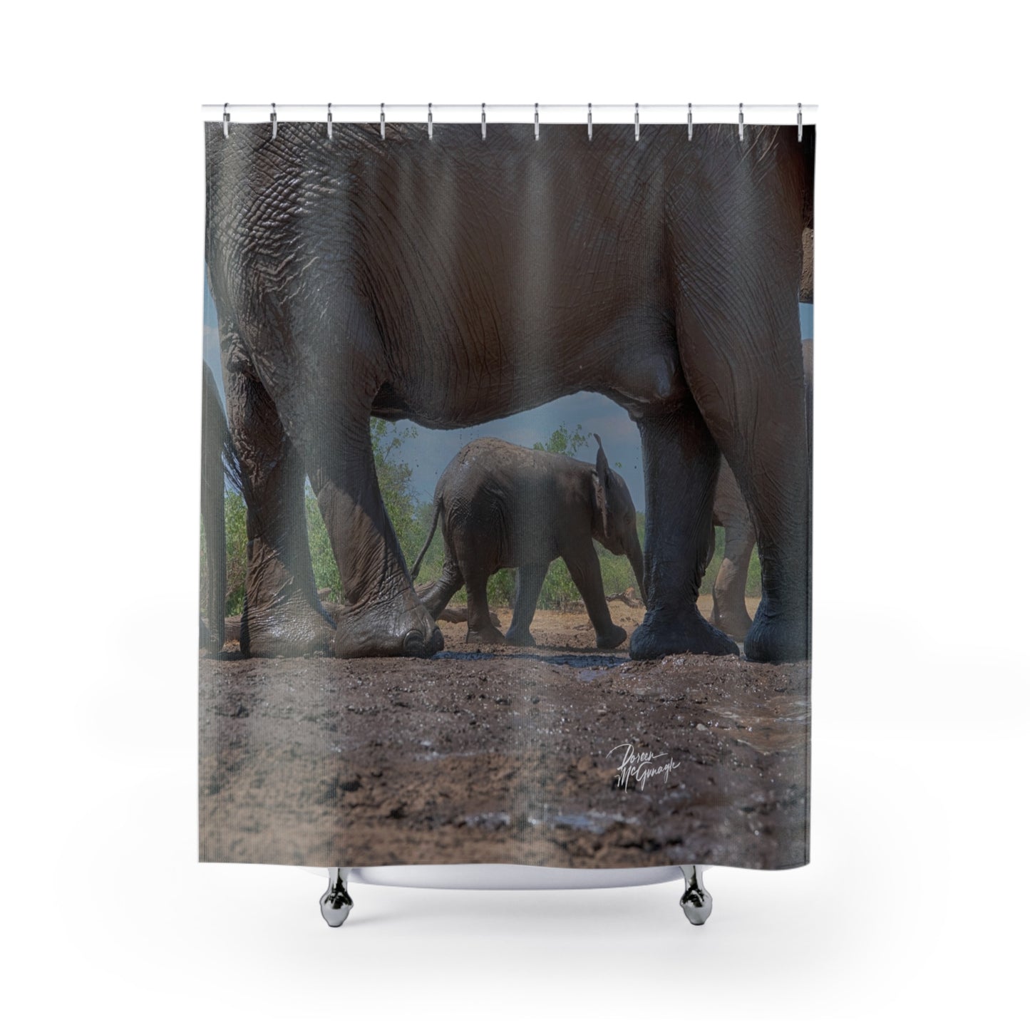 Elephant Baby Shower Curtain | Adorable & Earthy Wildlife Decor by Enjoy Nature