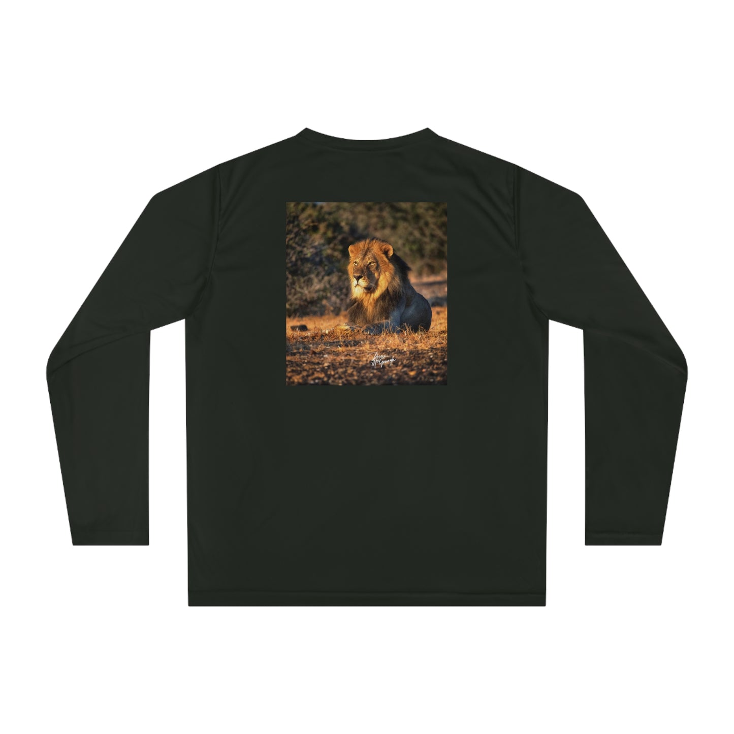 Unisex Long Sleeve Performance Tee - "Lion King of Jungle" by Enjoy Nature