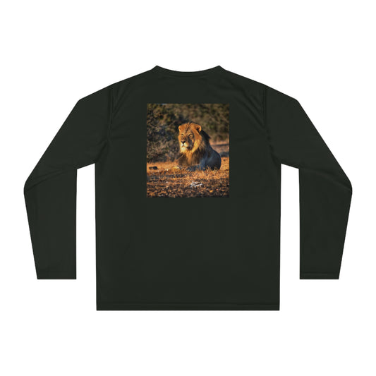 Unisex Long Sleeve Performance Tee - "Lion King of Jungle" by Enjoy Nature