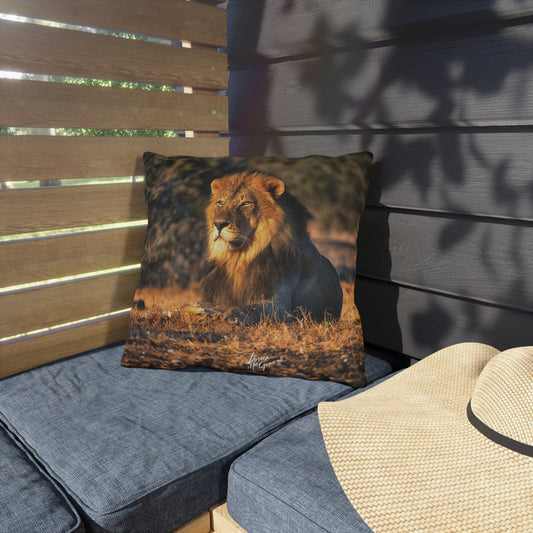 Enjoy Nature Outdoor Pillow with Lion King of Jungle – Artistic, Comfy, and Durable Decorative Accent