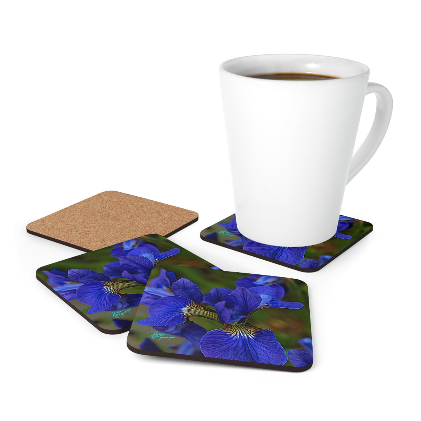 Wild Blue Staff Orchid Corkwood Coaster Set