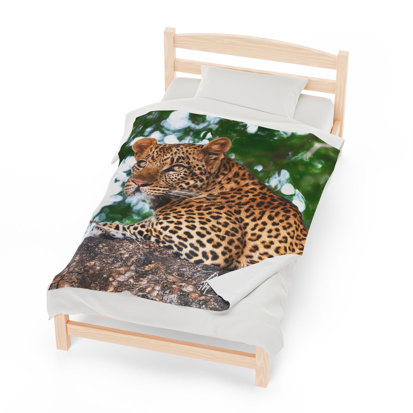 Velveteen Plush Blanket with Leopard in Tree by Enjoy Nature