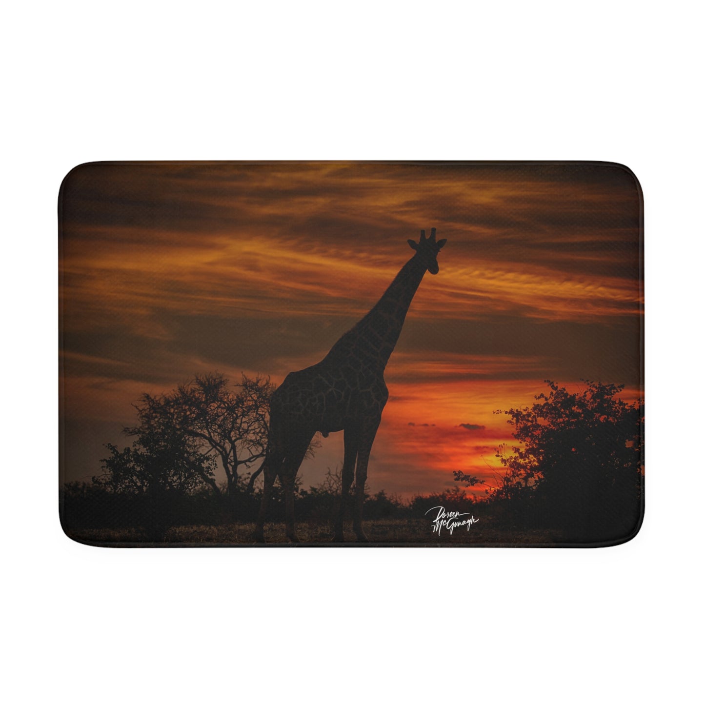 Forest Giraffe at Sunset Memory Foam Bath Mat from Enjoy Nature