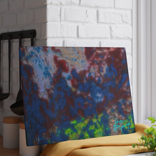 Artistic Resilience Abstract Glass Cutting Board with Nature-Inspired Design