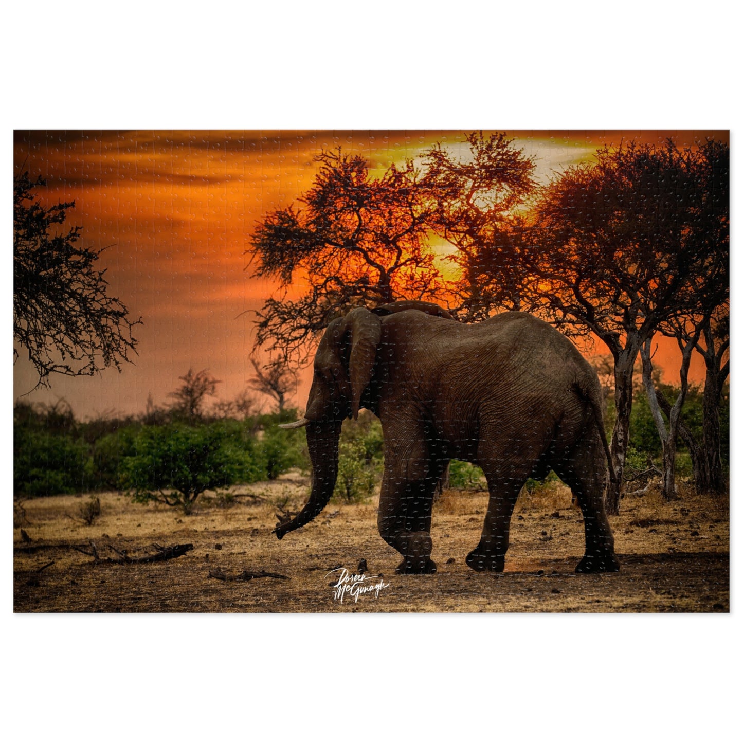 Spirited Elephant at Sunset in Africa Jigsaw Puzzle by Enjoy Nature