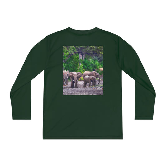 Youth Competitor Long Sleeve Tee with Elephant Family by Enjoy Nature