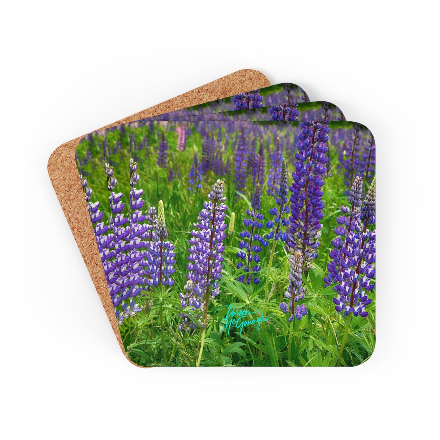 Field of Wild Lupine Corkwood Coaster Set