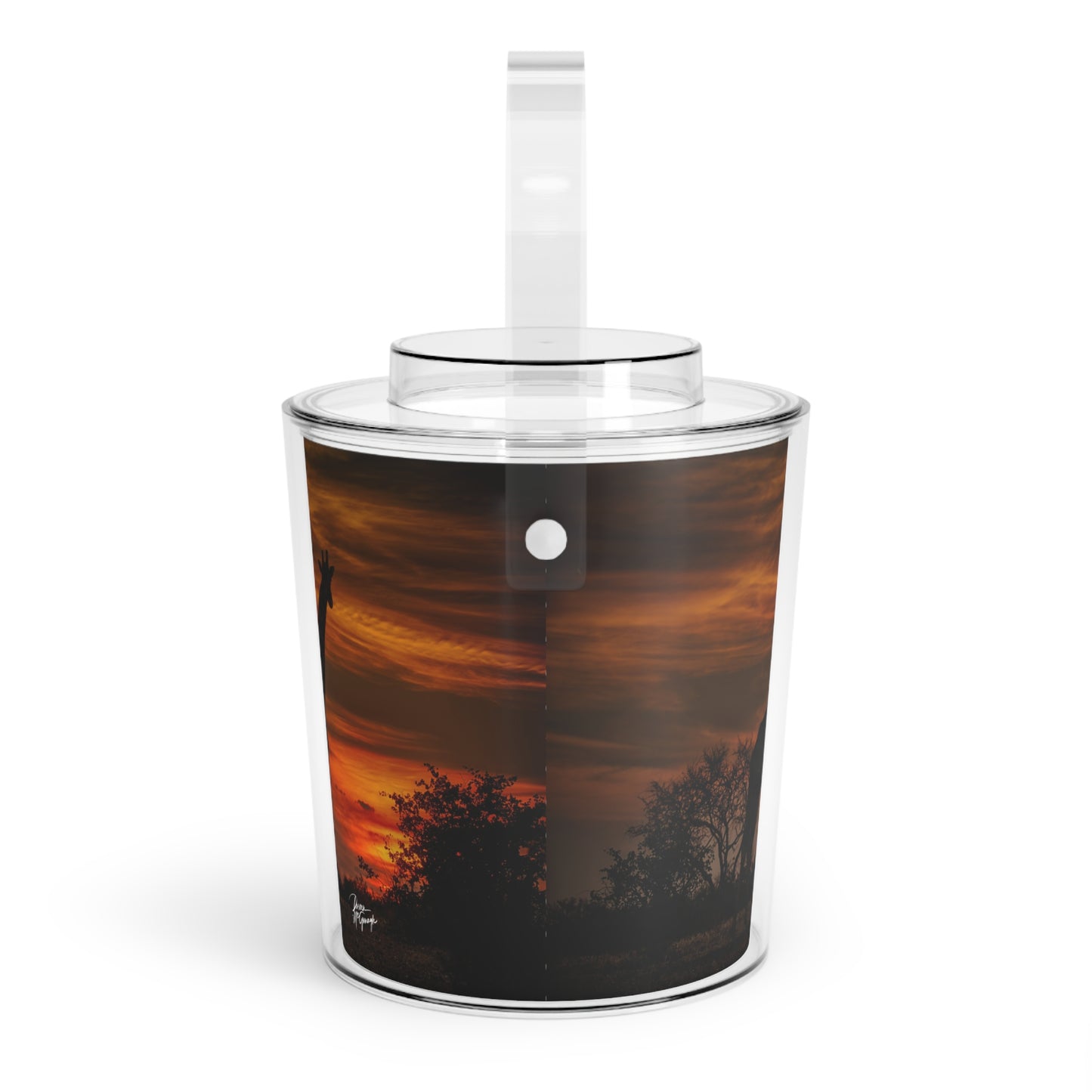 Enjoy Nature Giraffe Silhouette at Sunset Insulated Ice Bucket