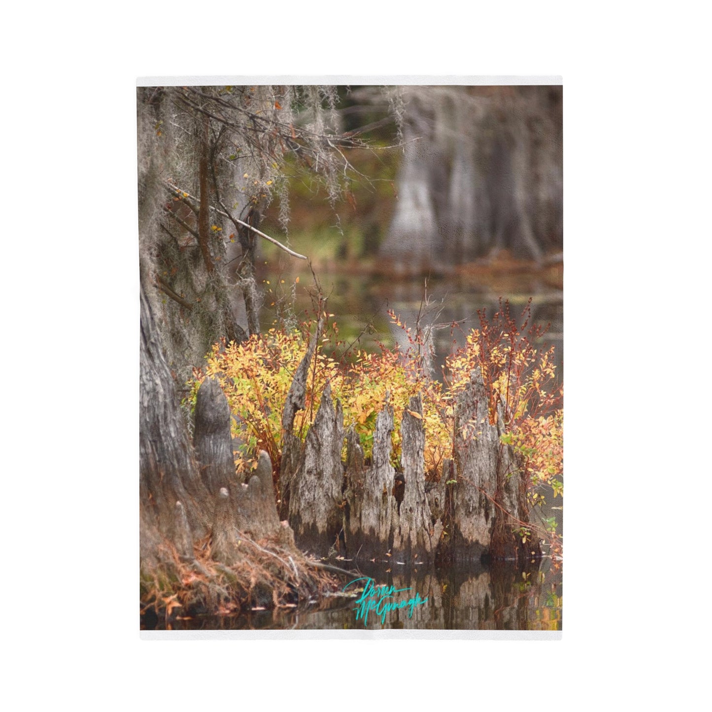 Fall Flowers Caddo Lake Velveteen Plush Blanket | Enjoy Nature™ | Cozy up in Fine Art Photography