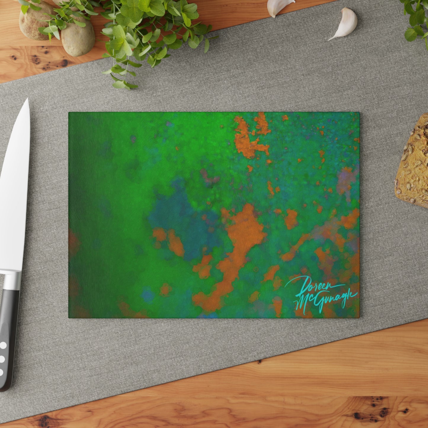 Artistic Imagination Abstract Glass Cutting Board with Nature-Inspired Design