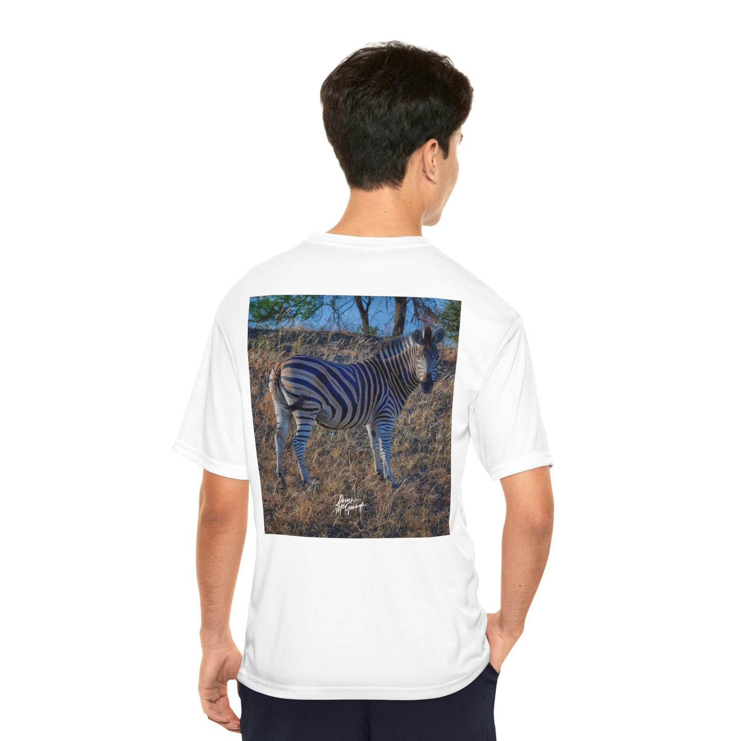 Men's Performance T-Shirt with Fine Art Image of Baby Zebra by Enjoy Nature