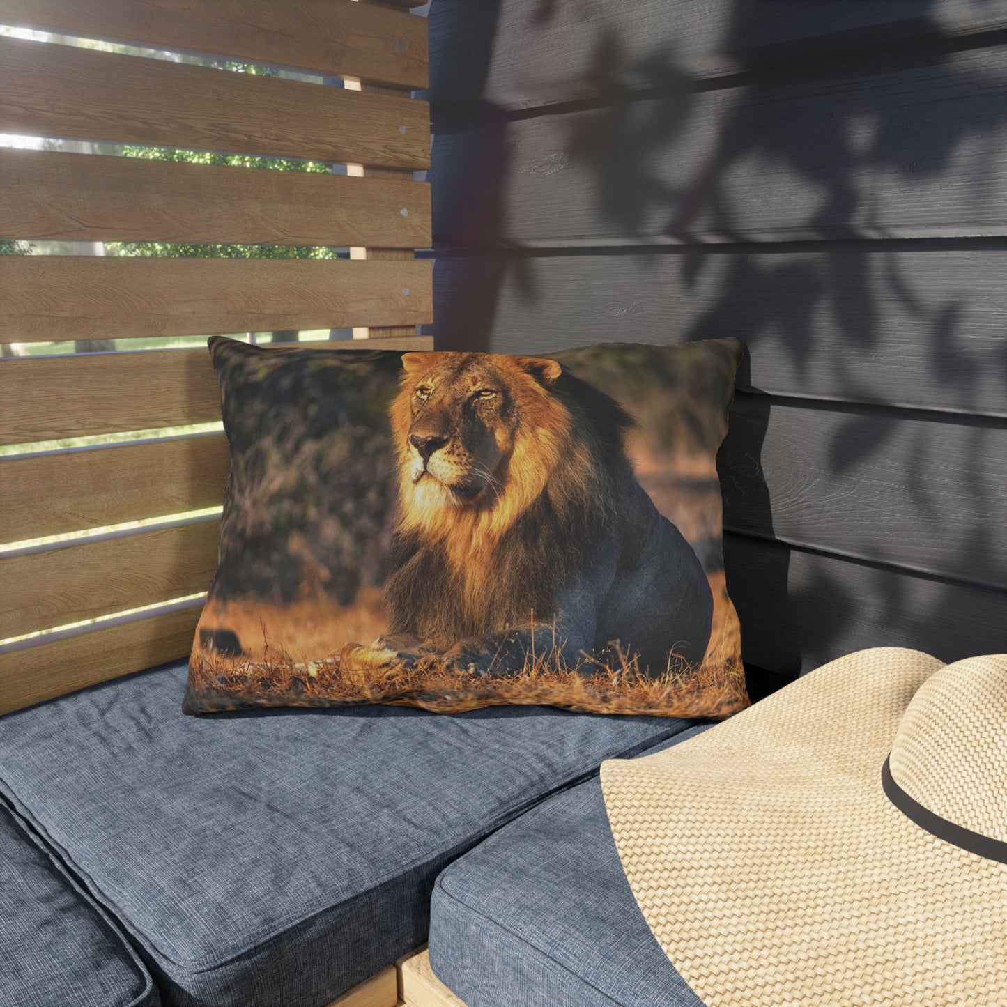 Enjoy Nature Outdoor Pillow with Lion King of Jungle – Artistic, Comfy, and Durable Decorative Accent