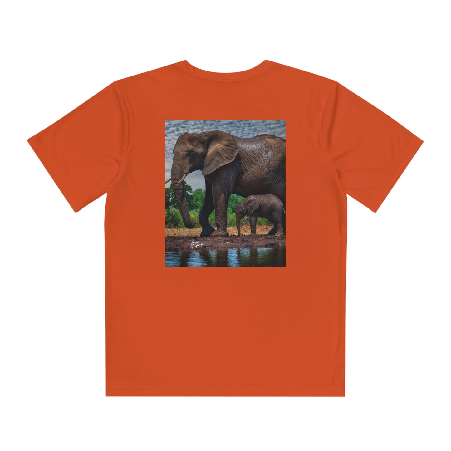 Youth Competitor Tee with Fine Art Image Elephant Baby Walking with Mom by Enjoy Nature