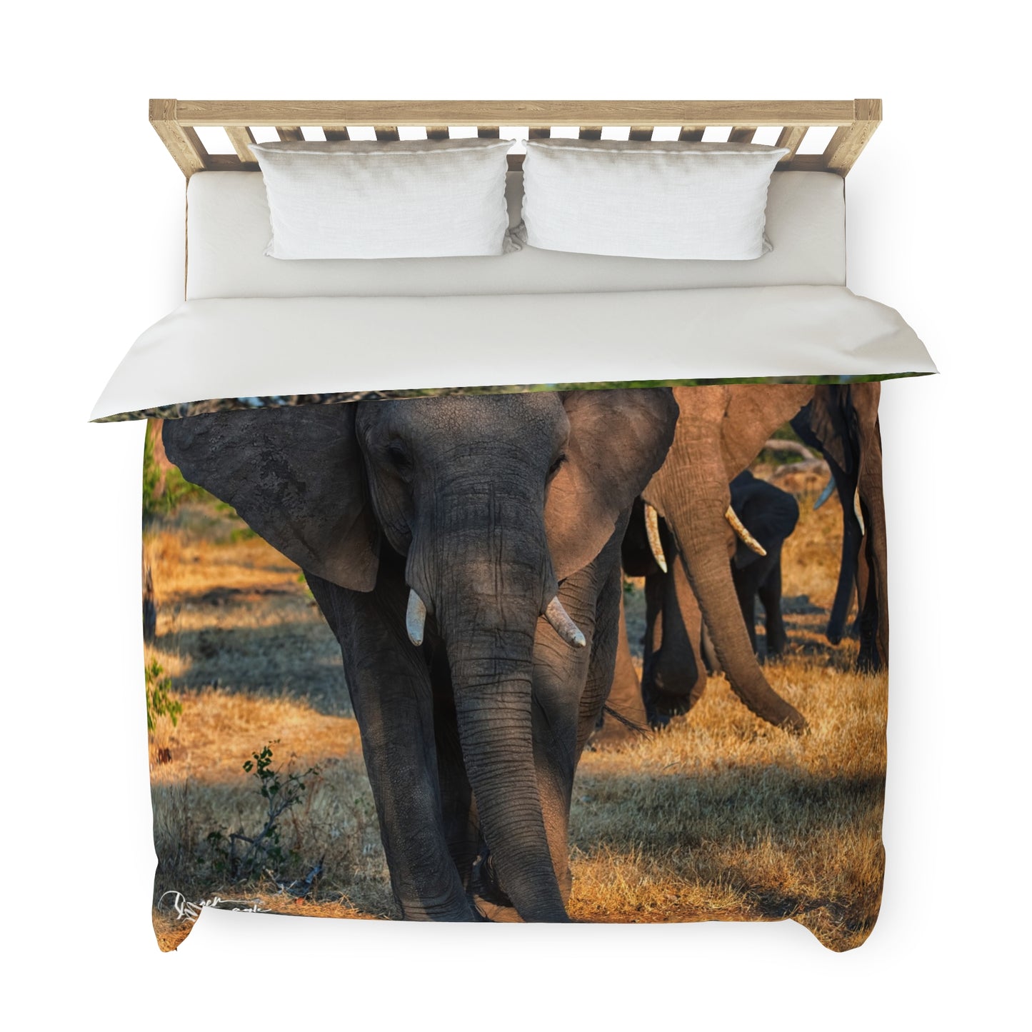 Enjoy Nature Herd of Elephant Walking Duvet Cover