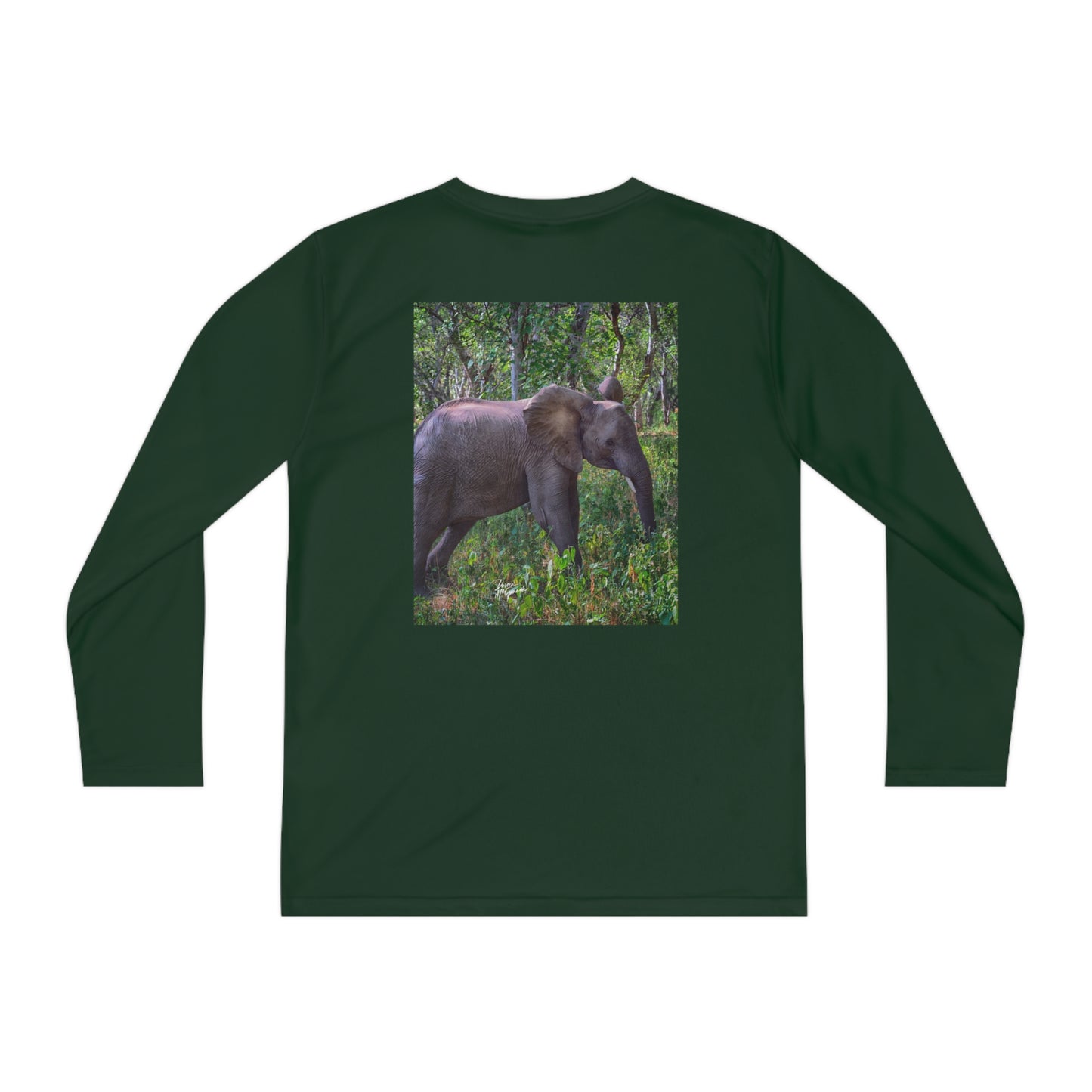 Youth Competitor Long Sleeve Tee with Elephant Baby in Forest by Enjoy Nature