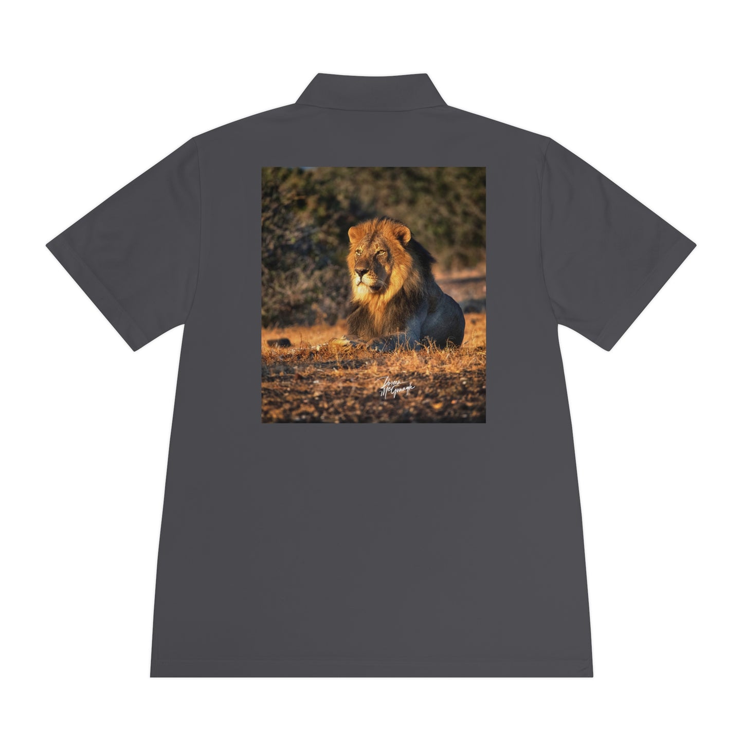 Men's Performance Polo Shirt - Lion King of the Jungle by Enjoy Nature