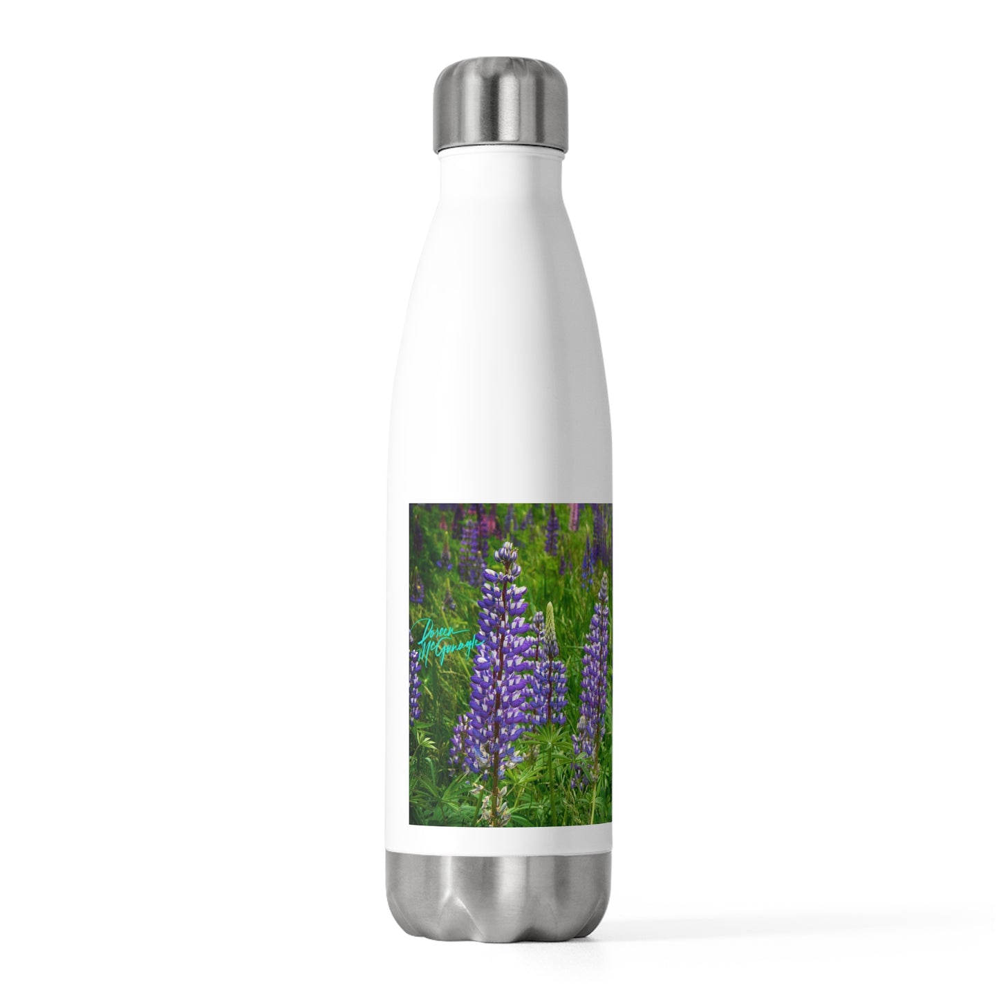 Eco friendly Water Bottle, Field of Wild Lupines, 20oz Insulated Bottle