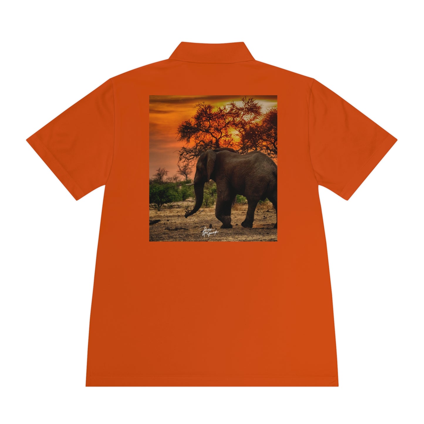 Men's Performance Polo Shirt - Spirited Elephant Silhouette by Enjoy Nature