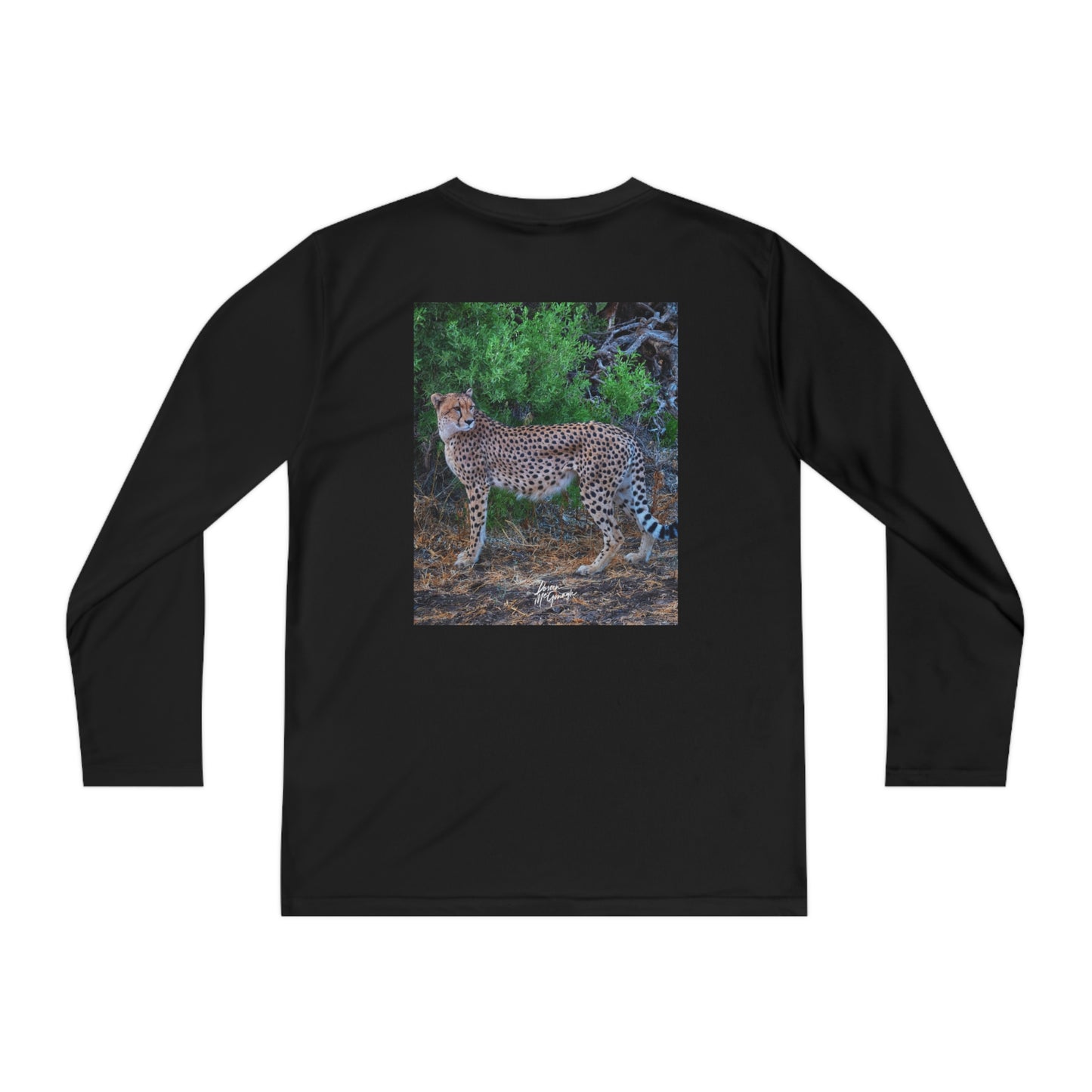 Youth Competitor Long Sleeve Tee with Cheetah Stand by Enjoy Nature